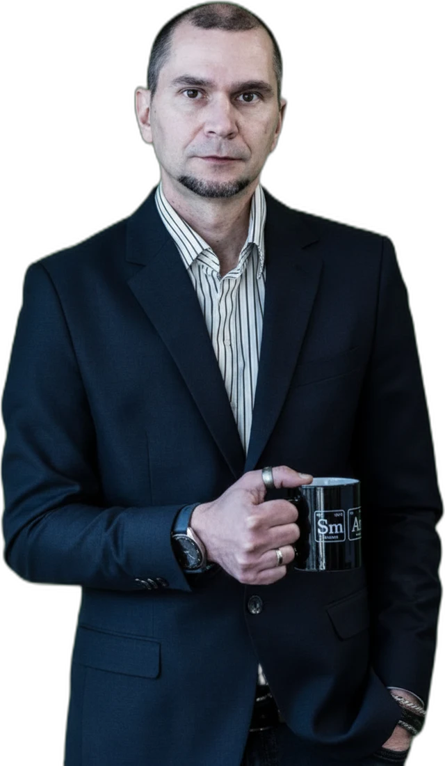 Andrei Migatchev, mug of coffee in hand – as usual.